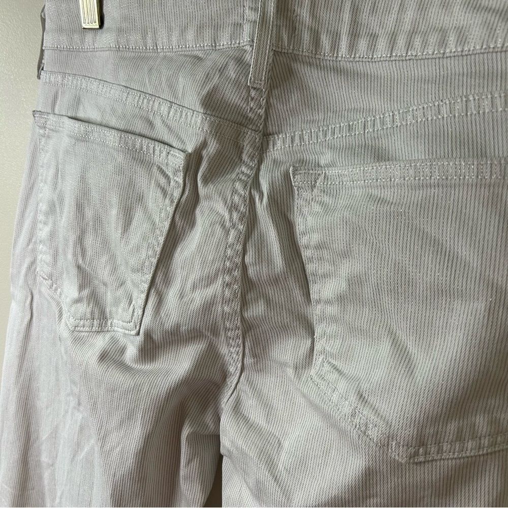 Cache Cream Skinny Jean Pants Shimmery Metallic Pinstripes 10 Made in USA Preppy - Picture 7 of 13